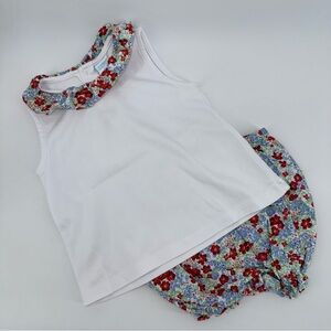 Edgehill Collection Baby Girls White Floral Tank Top Set with Bloomers